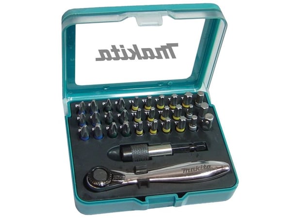 Makita - Screwdriver bit and ratchet set - 32 deler - torx, phillips, pozidriv, hex - lengde: 25 mm - for Makita DHP482RTJ