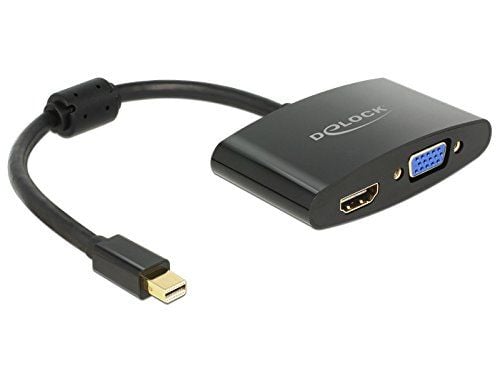 Delock - Video adapter - DisplayPort (hann) til HD-15 (VGA), HDMI (hunn) - 18 cm - svart