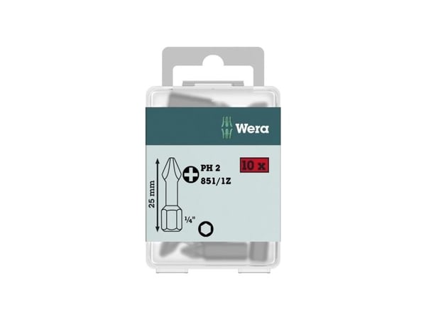Wera 851/1 Z DIY SiS 05072401001 Krysssporbit PH 2 Verktøystål Legering, slitesterk D 6,3 10 stk.