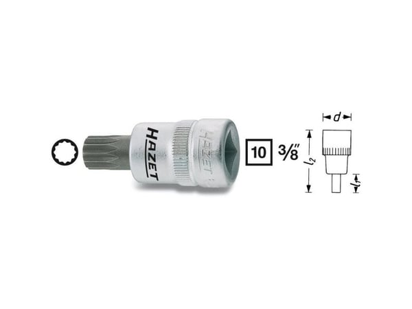 HAZET 8808-10, 1 stykker, 76,2 / 8 mm (3 / 8"), Stål, 42 mm, 51 g