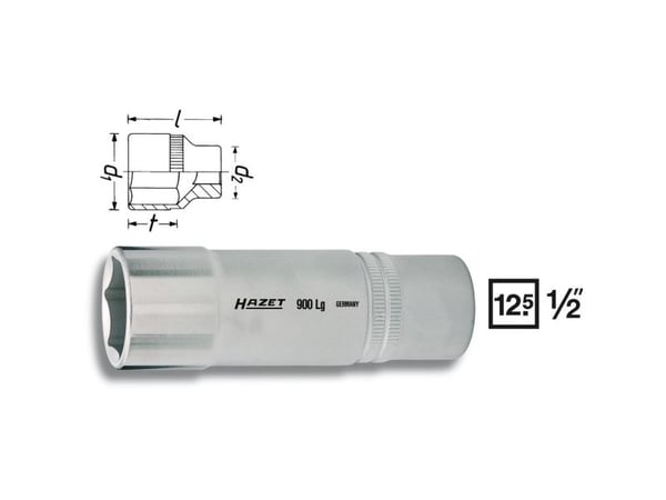 HAZET 900LG-10, Stikkontakt, 1/2", Metrisk, 1 hoder, 10 mm, 2,2 cm
