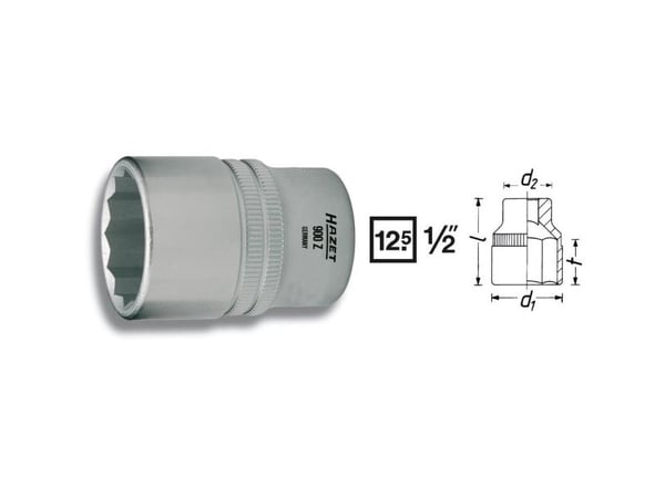 HAZET 900Z-32, 1 stykker, 25,4 / 2 mm (1 / 2"), Kromvanadiumstål, 50 mm, 172 g