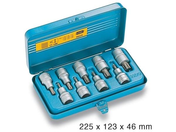 HAZET 992/9, 9 stykker, Torx, T60, T20, T25, T27, T30, T40, T45, T50, T55, 185 mm, 165 mm, 153 mm