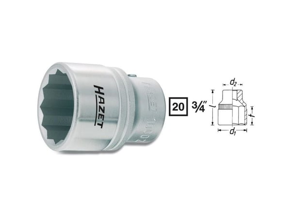 HAZET 1000Z-50, Stikkontakt, 3/4", Metrisk/imperisk, 1 hoder, 20 mm, 3/4"