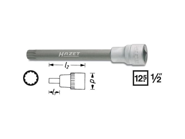HAZET 990SLG-10, Stikkontakt, 1/2", Metrisk, 1 hoder, 2,3 cm, 12 cm