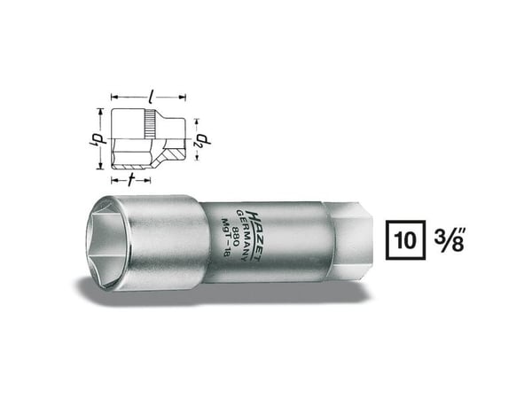 HAZET 880MGT-18, Stikkontakt, 3/8", Metrisk/imperisk, 1 hoder, 10 mm, 6,2 cm