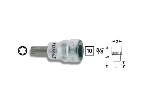 HAZET 8802-T40, Stikkontakt, 3/8", Metrisk, 1 hoder, T40, 1,9 cm