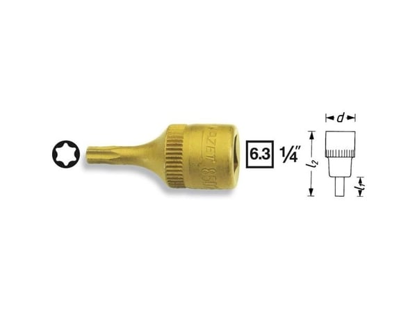HAZET 8502-T20, 1 stykker, 25,4 / 4 mm (1 / 4"), Kromvanadiumstål, 28 mm, 9 g