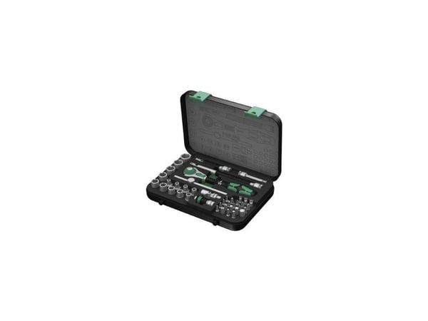 Wera 05003533001, Pipenøkkelsett, 42 stykker, Svart, Kromfarget, Grønn, CE, Skrallehåndtak