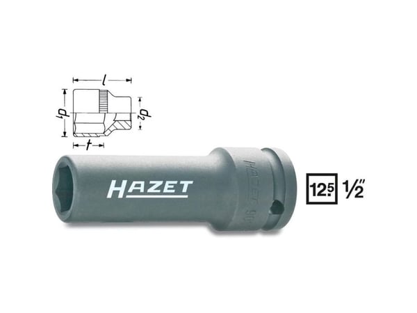 HAZET 901SLG-17, Kraftpipe, Svart, 1 hoder, 1/2", Metrisk, 30 mm