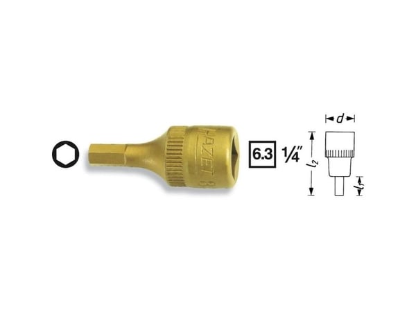 HAZET 8501-2.5, Stikkontakt, 1/4", Metrisk, 1 hoder, 2.5 mm, 1,2 cm