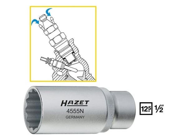 HAZET 4555N, Stikkontakt, 1/2", Metrisk, 1 hoder, 27 mm, 3,71 cm