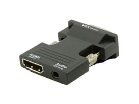 MicroConnect - HDMI-adapter - HDMI hunn til HD-15 (VGA), mini-phone stereo 3.5 mm - svart - tommelskruer