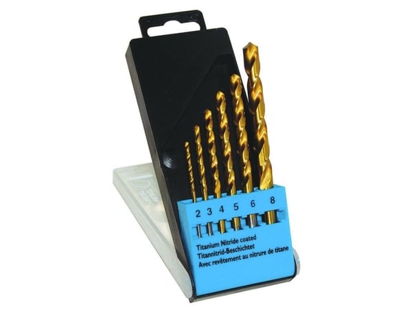 C.K T3293 HSS metallspiralbor-sett 6 deler - 2 mm, 3 mm, 4 mm, 5 mm, 8 mm - TiN - DIN 338 - sylindrisk skaft - 1 sett