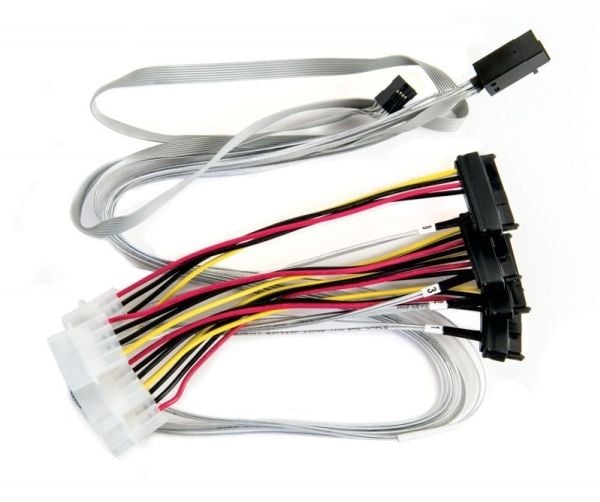Microchip Adaptec - SAS intern kabel - med sidebånd - SAS 6Gbit/s - 4-spors - 4 x Mini SAS HD (SFF-8643) (hann) til 4-pin intern strøm, 29-pins int...