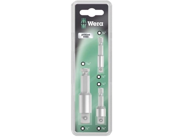 Wera 870/4/7 Set A SB - Sokkeladaptersett - 3 deler - 1/4", 1/2", 3/8" - heksagonal