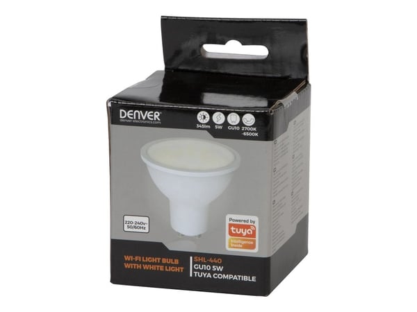 DENVER - LED-pære for søkelys - GU10 - 5 W - klasse G - hvitt lys - 2700-6500 K