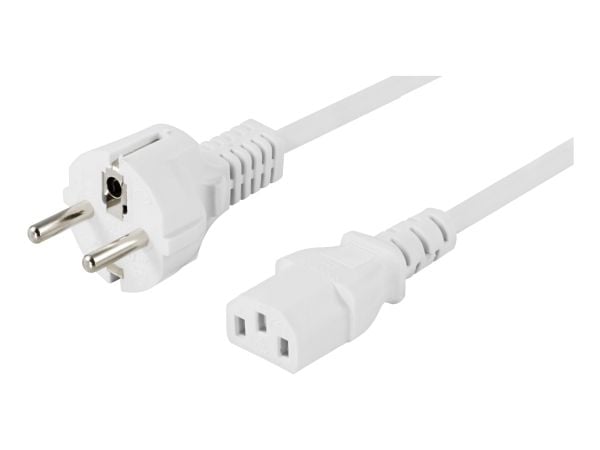 DELTACO DEL-111NV - Strømkabel - power CEE 7/7 (hann) rett til power IEC 60320 C13 rett - AC 250 V - 10 A - 10 m - hvit