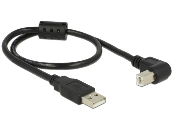DeLOCK - USB-kaapeli - USB (han) til USB Type B (han) - USB 2.0 - 50 cm - 90° stikforbindelse - lajittelu