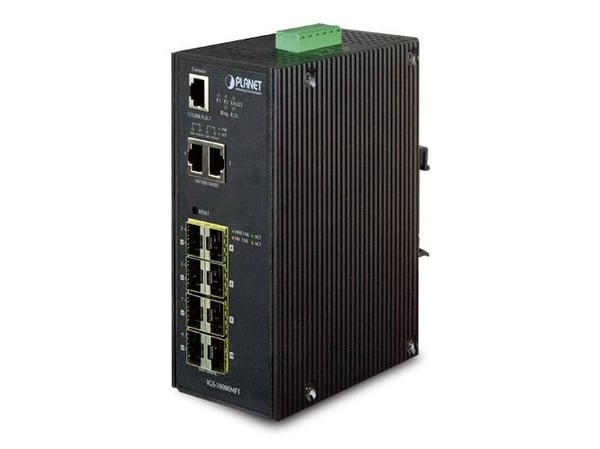 PLANET IGS-10080MFT - Switch - Styrt - 8 x SFP + 2 x 10/100/1000 - DIN-skinnemonterbar