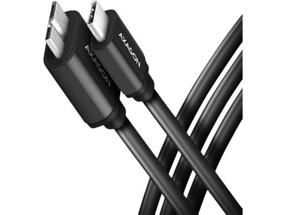 Axagon BUMM3-CM10AB, 1 m, Micro-USB B, USB C, USB 3.2 Gen 1 (3.1 Gen 1), 5000 Mbit/s, Sort