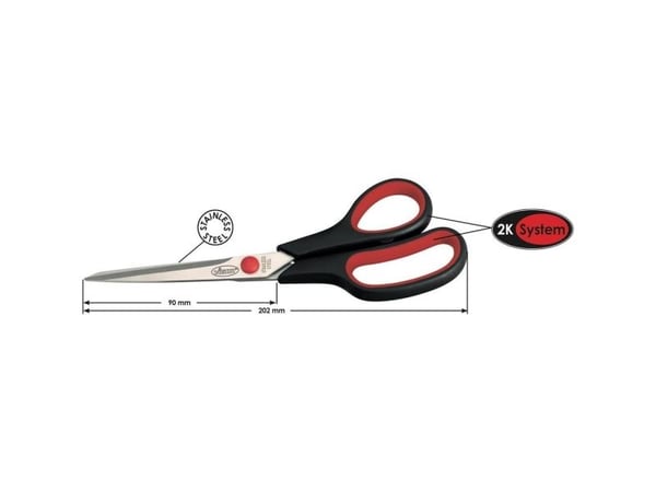 Vigor Universal scissors, Voksen, Rett kutt, Single/enkelt, Sort, Rød, Universell, Høyrehendt