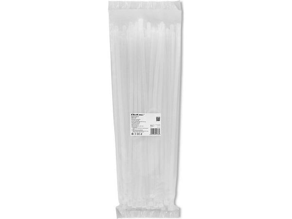 Qoltec - Kabelfestebånd - reusable, self-locking, UV, 7.2 * 400 mm - 40 cm - hvit (en pakke 100)