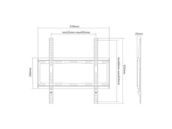 Sunne 32-55-EF - Monteringssett (veggmontering) - for TV - stål - svart - skjermstørrelse: 32"-55" - monteringsgrensesnitt: 400 x 400 mm