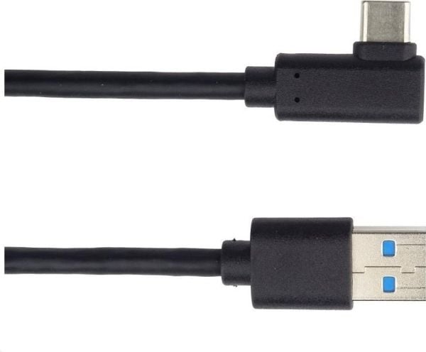 PremiumCord-kaapeli USB Type C/M kaareva liitin 90° - USB 3.0 A/M, 1m