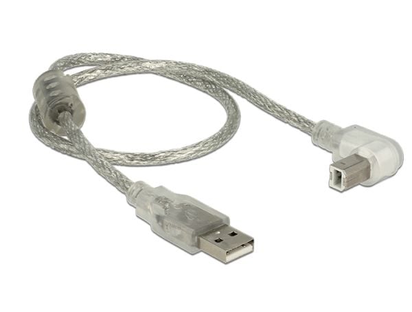 DeLOCK 84811, 0,5 m, USB A, USB B, USB 2.0, Uros/uros, Hopea, Läpinäkyvä