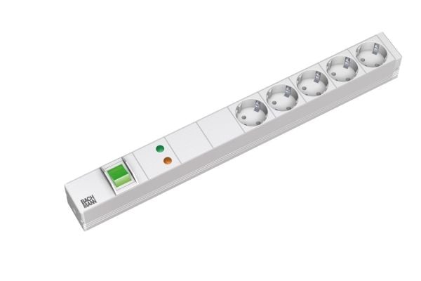 Bachmann 5x Schuko, 2m, 2 m, Tyyppi F, Muovi, Harmaa, Muovi, 5 AC-pistorasia(a)