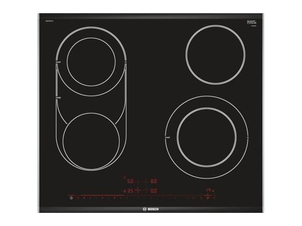Bosch Serie 8 PKM675DP1D, Sort, Rustfritt stål, Innebygget, Keramisk, Glass-keramikk, 4 zone(s), 4 zone(s)