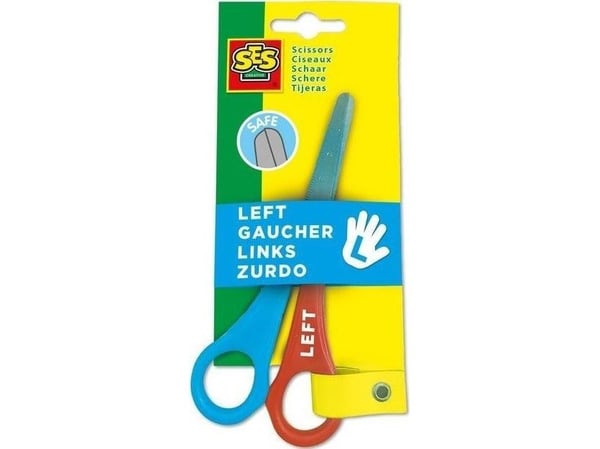 SES Creative Left-handed scissors, Barn, Rett kutt, Single/enkelt, Blå, Rød, Rustfritt stål, Kunsthåndverk saks