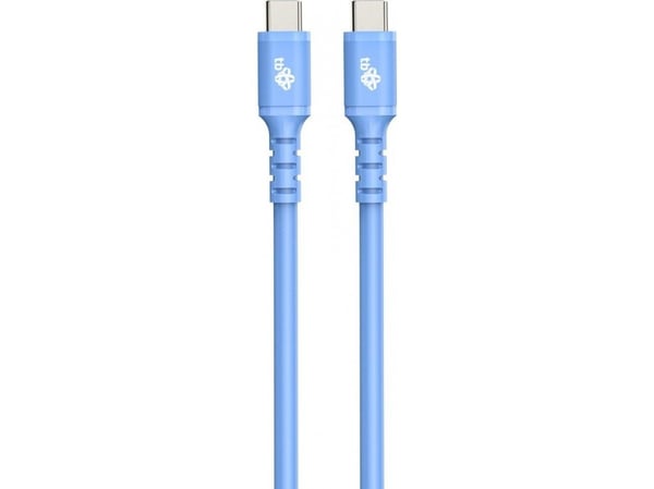 USB-C till USB-C 1 m silikonblå kabel