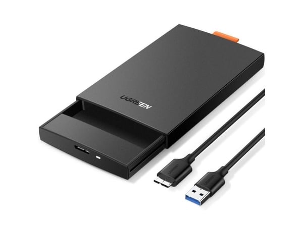 Ugreen 60353, HDD/SSD-kabinett, 2,5", Serial ATA III, 5 Gbit/sek, USB-tilkobling, svart