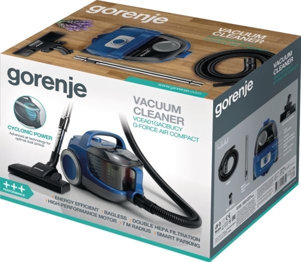 Gorenje G FORCEAIR COMPACT VCEA01GACBUCY - Støvsuger - kanister - uten pose - blå