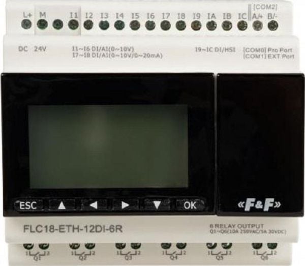 F&F programmerbar styring 12 innganger 6 utganger FLC18-ETH-12DI-6R
