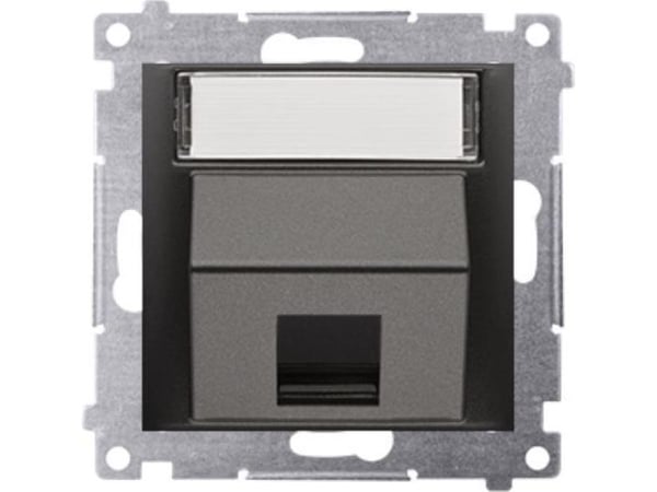 Kontakt-Simon Simon 54 Telecommunication socket cover on Keystone, oblique single with field description (module) mounting with clamps and screws b...