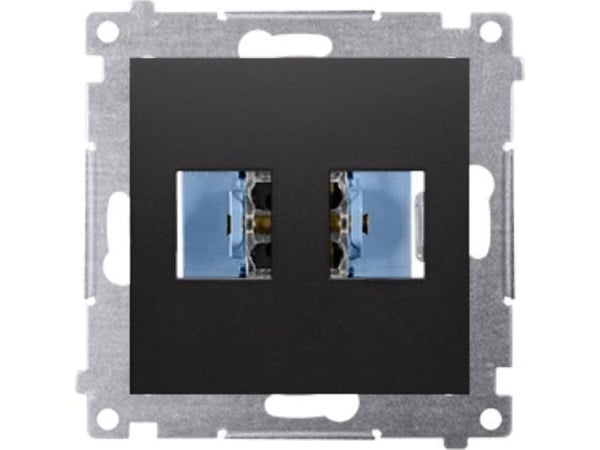 Kontakt-Simon Simon 54 Telecommunication socket cover for Keystone flat double (module) matt black DKP2.01/49