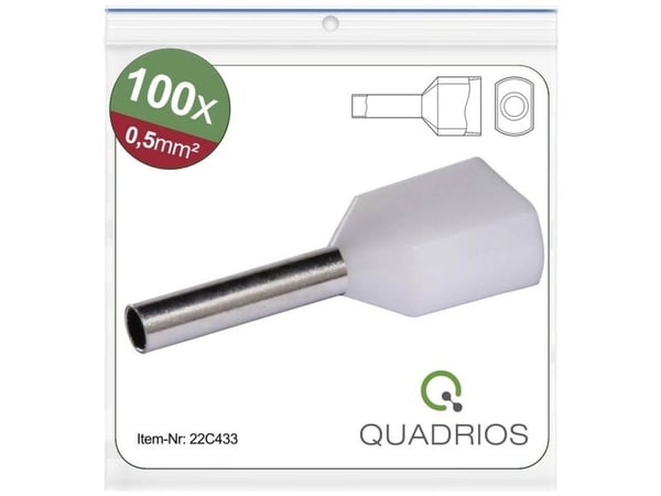 Quadrios 22C433 Kaksoiskaapelikengät 0,5 mm² Osittain eristetty Valkoinen 1 sarja 1 sarja
