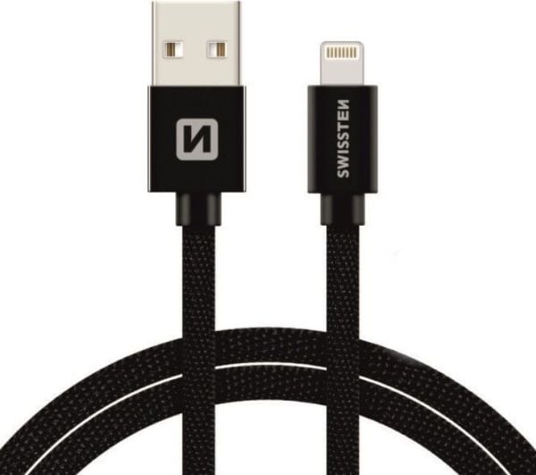 USB-kabel Swissten USB-A til Lightning 3 m svart (71527600)
