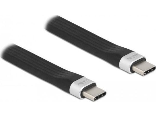Delock - USB-kabel - USB-C (hann) til USB-C (hann) - USB 3.2 Gen 2 - 3 A - 13.5 cm - flat - svart