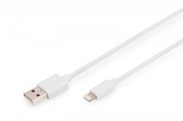 Digitus DB-600106-020-W, 2 m, Lightning, USB A, Uros, Uros, Valkoinen