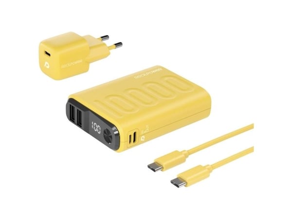 RealPower PB-10000, 10000 mAh, litiumpolymeeri (LiPo), 22,5 W, Gul