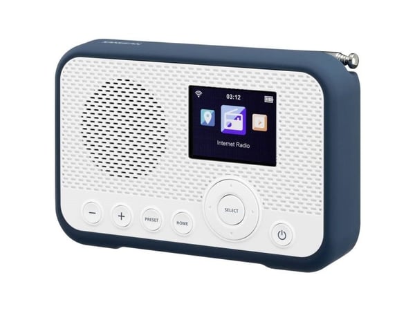 Internet-pöytäradio Sangean WFR-39 Internet, DAB, FM Spotify, herätyskello, ladattava Valkoinen, sininen