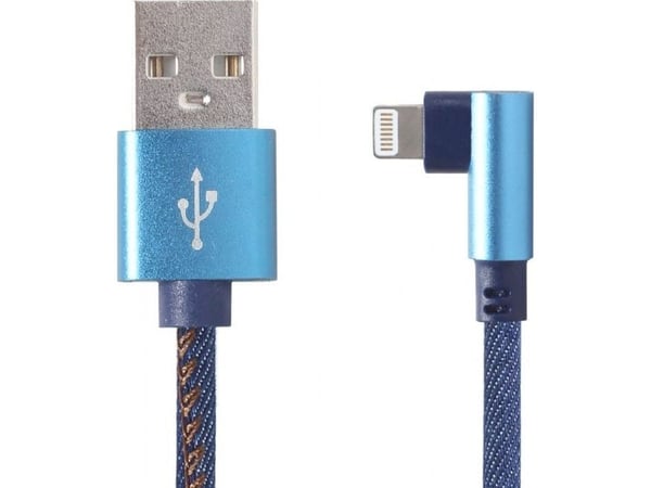 Cablexpert Premium denim - Lightning-kabel - USB hann til Lightning hann vinklet - 1 m - blå