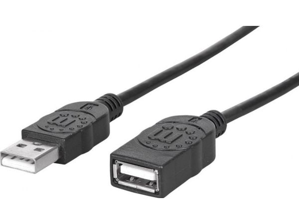 Manhattan USB-kabel USB-A - USB-A 0,5 m Svart (322904)
