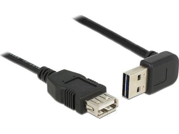 Delock Easy - USB-forlengelseskabel - USB (hann) opp/ned-vinklet, vendbar til USB (hunn) - USB 2.0 - 50 cm - svart