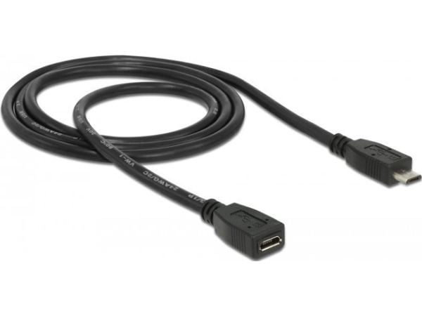 DeLOCK - USB forlængerkabel - Micro-USB Type B (han) til Micro-USB Type B (hun) - 1 m - lajitelma - lajittelu