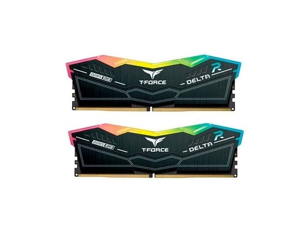T-Force DELTA RGB - DDR5 - sett - 32 GB: 2 x 16 GB - DIMM 288-pin - 7200 MHz / PC5-57600 - CL34 - 1.4 V - ikke-bufret - on-die ECC - svart